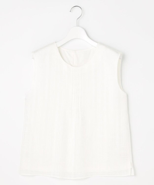 J.PRESS LADIES S 【WEB限定】シアーチェック ノースリーブ カットソー ホワイトチェック系