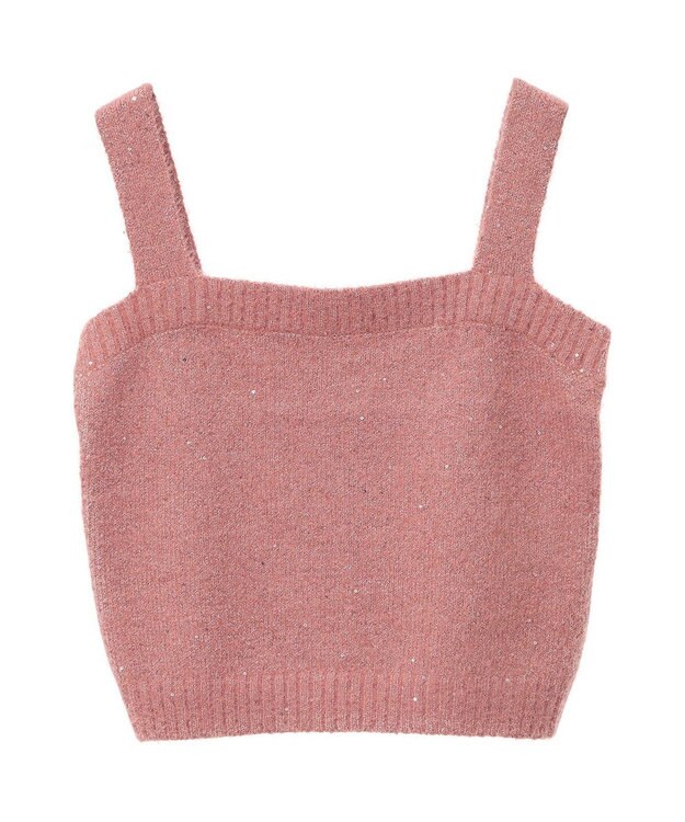 earth music&ecology ＳＥＴ２点スパンコールニットボレロ×タンク Pink