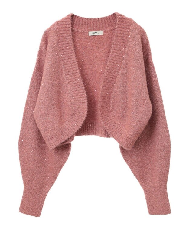 earth music&ecology ＳＥＴ２点スパンコールニットボレロ×タンク Pink