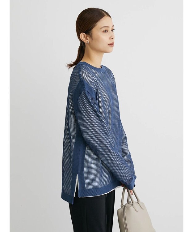 Green Parks ＳＥＴ２点ロンＴ＋メッシュニットプルオーバー Blue