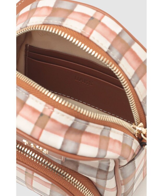 DAKS ウォーターチェックショルダーバッグ ブラウン