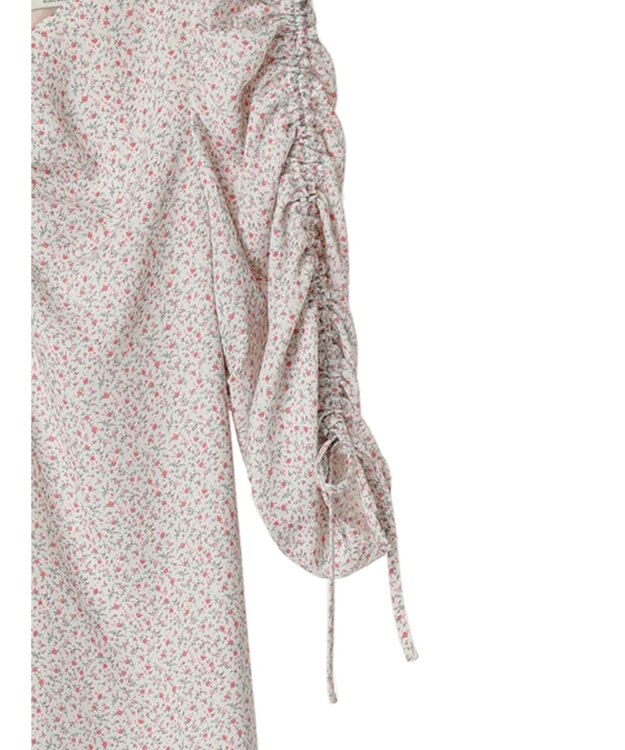 earth music&ecology 袖ドロストフラワーワンピース Pink