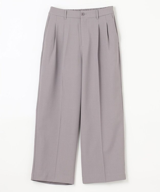 ANY 【洗濯機可能/ウエストゴム】美脚２タック ワイドパンツ グレー