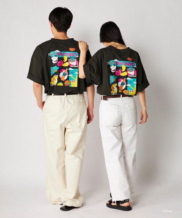 OP／FILA 【Ocean Pacific】ミッキー/水陸両用ビッグTシャツ/ユニセックス チャコールグレー