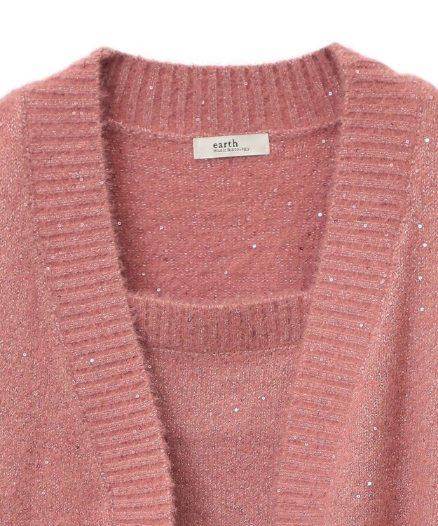 earth music&ecology ＳＥＴ２点スパンコールニットボレロ×タンク Pink