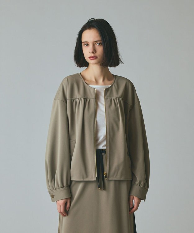 GRACE CONTINENTAL トリアセジャージジャケット カーキ