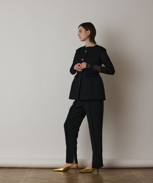 GRACE CONTINENTAL ダンボールニットジレジャケット ブラック