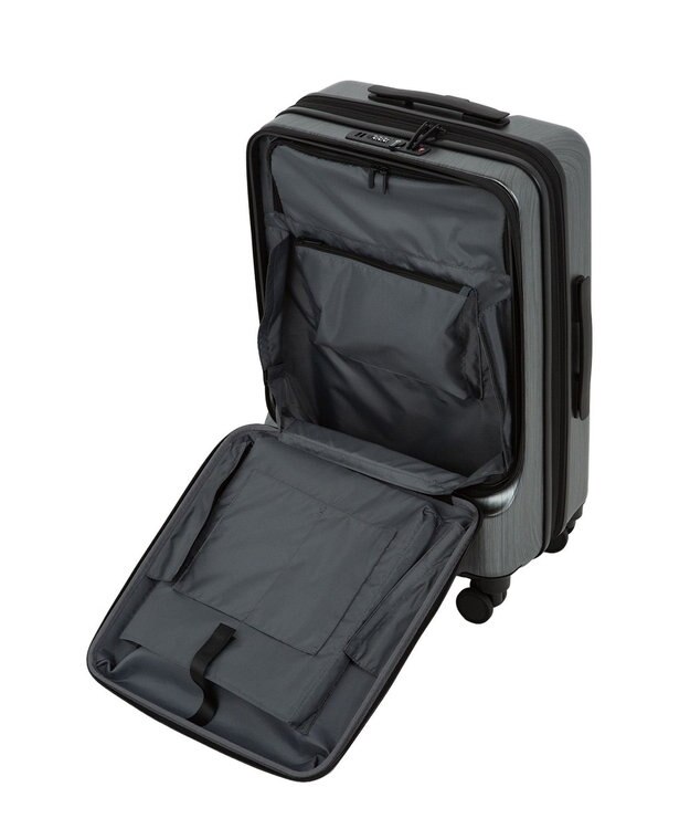 ACE BAGS & LUGGAGE ACE フォールズ スーツケー  4~5泊目安 フロントポケット・キャスターストッパー機能付き 06906 エース ガンメタリックヘアライン
