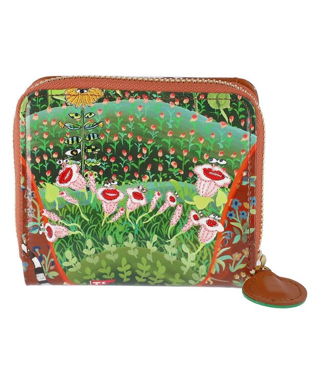 tsumori chisato CARRY ガーデンゴルフクラブ ラウンドファスナー 2つ折り財布 ブラウン