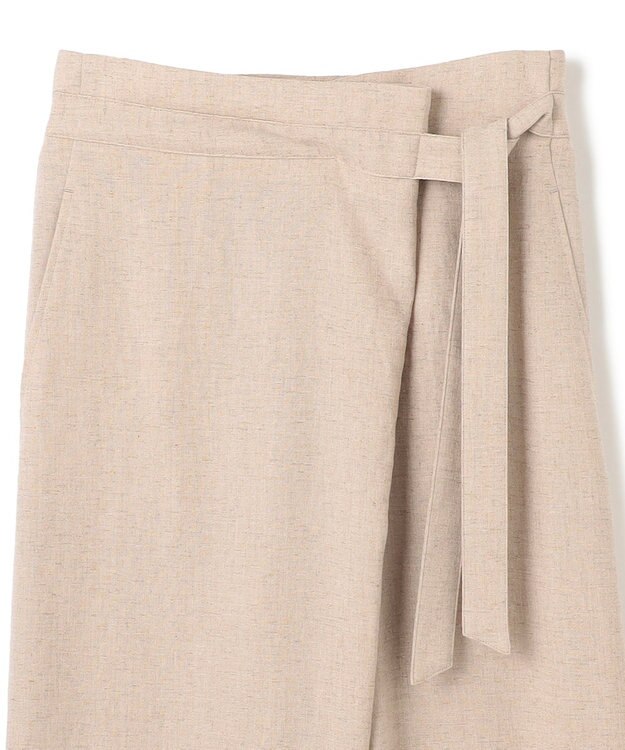 BEIGE， 【洗える】CAROLE / リネンライクラップワイドパンツ Sand