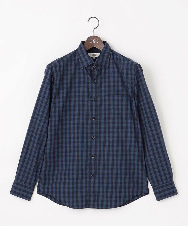 JOSEPH ABBOUD 【綿100％】メランジギンガムチェック シャツ ネイビー系4