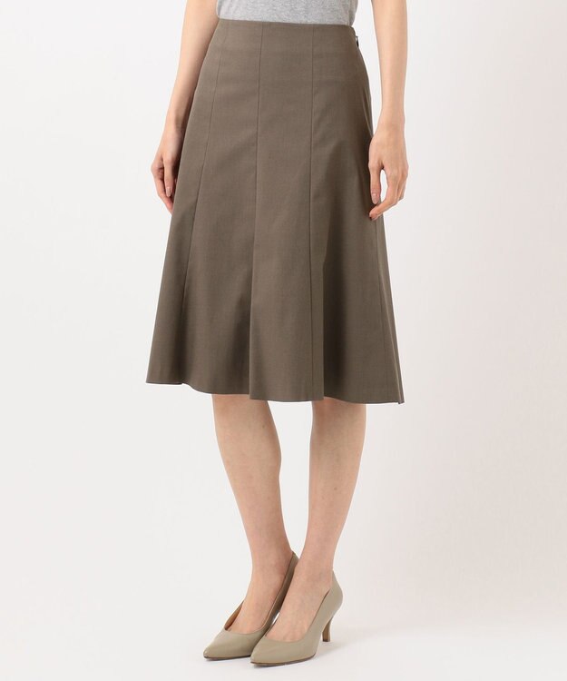 J.PRESS LADIES 【シワになりにくい】コットンフィッティーシャーク スカート ブラウン系