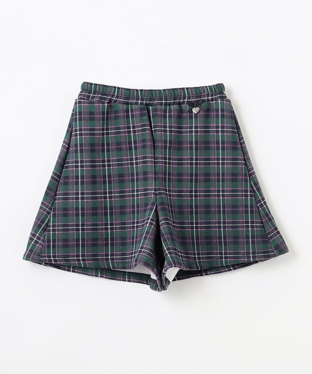ANY KIDS 裏シャギーチェックショートパンツ グリーン系