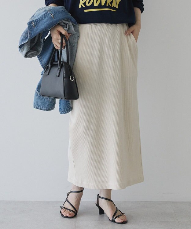 AMERICAN HOLIC 針抜きリブナロースカート Ecru
