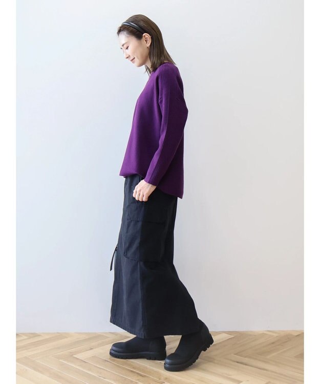 AMERICAN HOLIC バイパチ袖リブラグランニットプルオーバー Purple