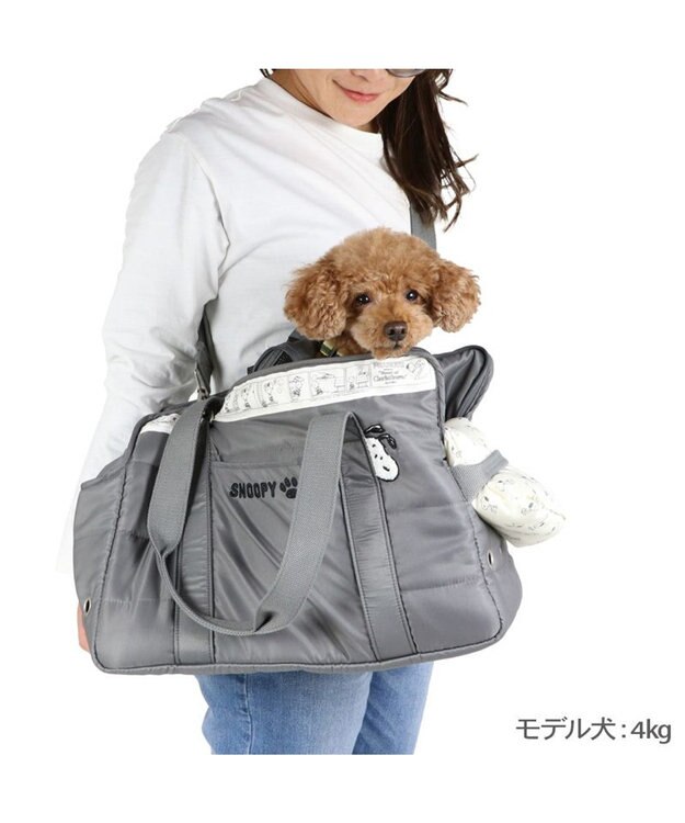 PET PARADISE スヌーピー モノトーン キャリー  M 小型犬 約4～8kg グレー
