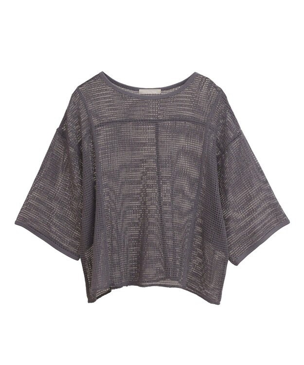 Green Parks 七分袖コットンメッシュラグラントップス Orange