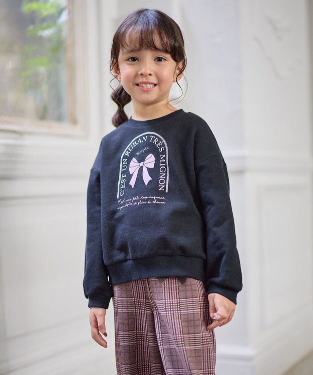 ANY KIDS 【WEB限定】7days 裏毛トレーナー ブラック×リボン