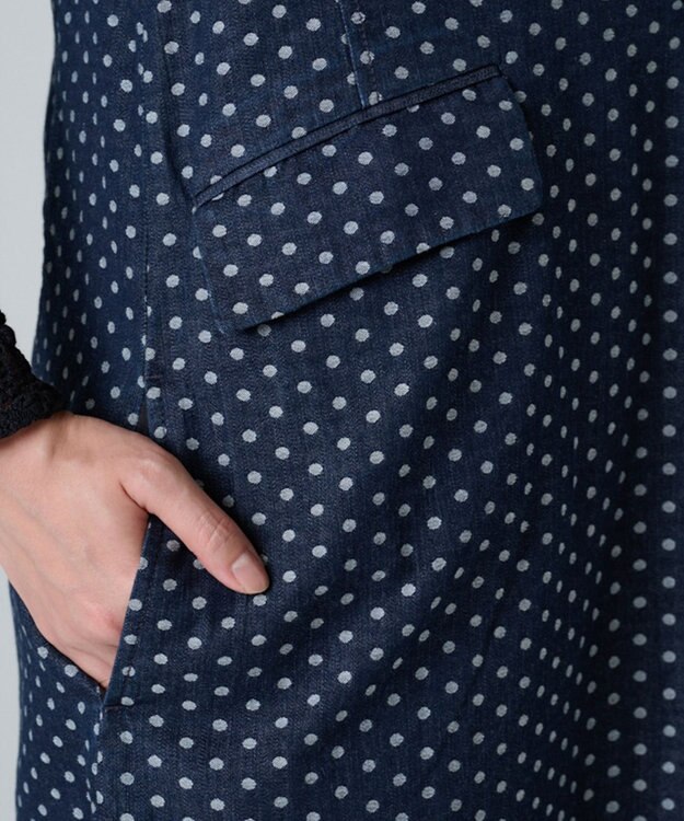 Ripo trenta anni デニムジャガード V-NECK DOTS DENIM DRESS デニムワンピース INDIGO