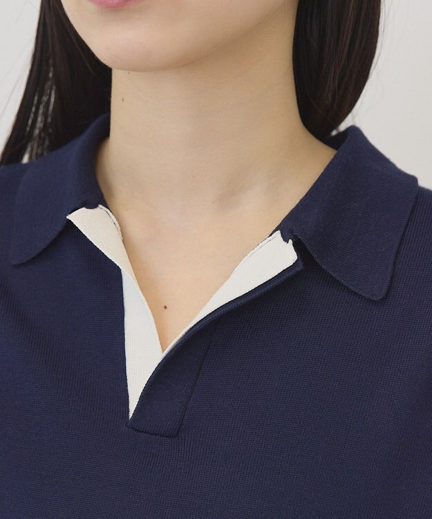 AMERICAN HOLIC 襟付き配色ニット Navy