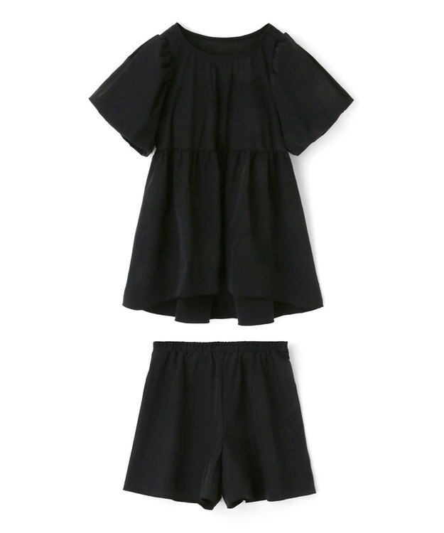 San-ai Resort（三愛水着楽園） 【UPF50＋】　パフスリーブキュロット3点セット　9M・11L　【San-ai Resort（サンアイリゾート）】 ブラック