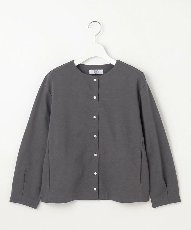 J.PRESS LADIES L グログランジャージー カーディガン スレート系