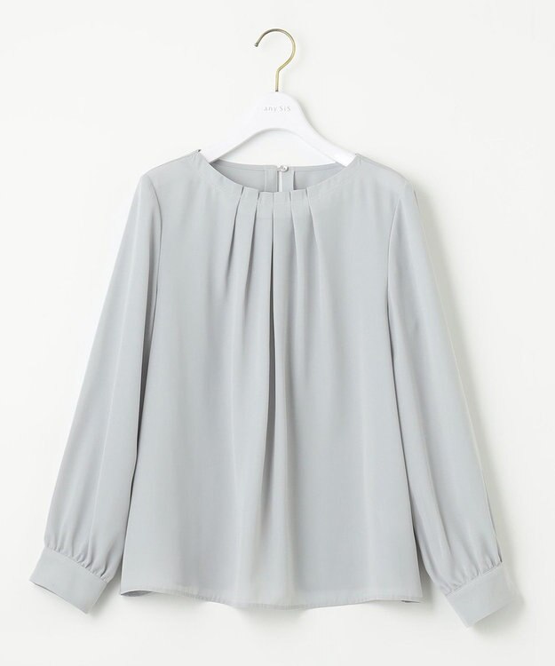 ANY SIS 【洗える】フロントタックノーブル ブラウス アイスグレー