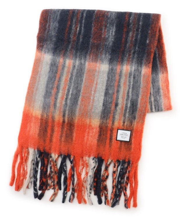 J.PRESS YORK STREET 【WOMEN】PANKAJ マルチカラ－マフラー オレンジ系3