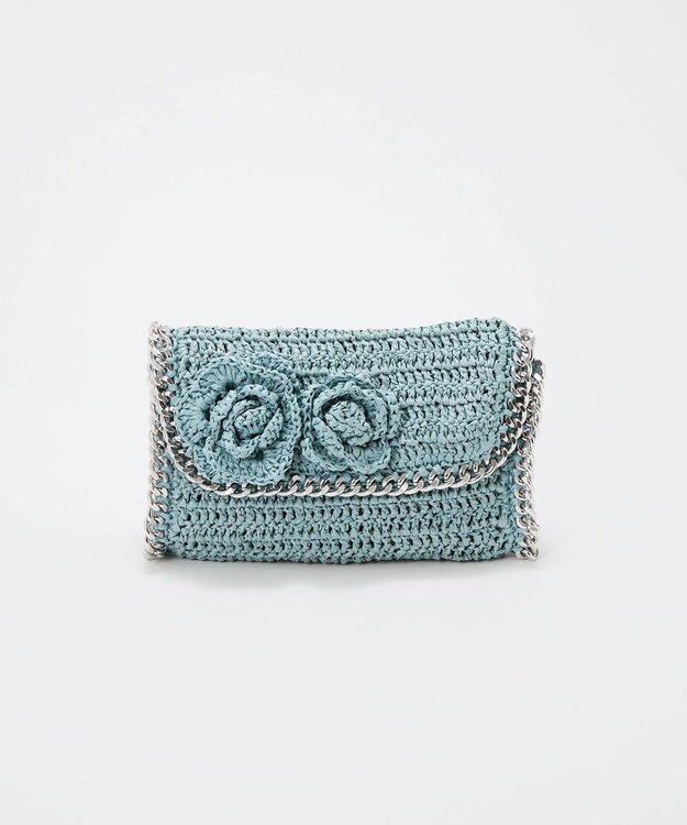 TOPKAPI 【TREASURE TOPKAPI】フラワーモチーフ チェーン ショルダーバッグ ブルーグレー