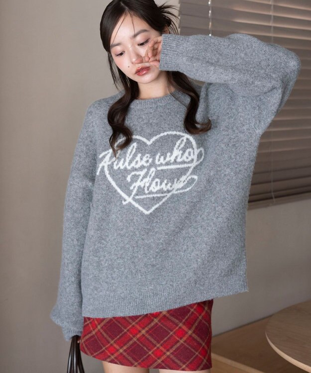 WEGO 【2025年秋冬新作】フラッフィーグラフィックニットBIGプルオーバー 柄9