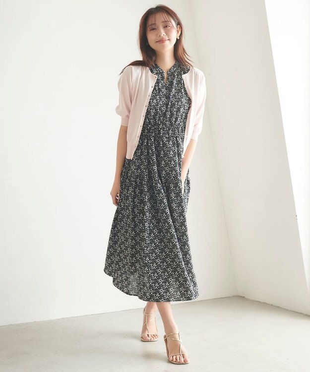 Feroux フラワープリントドロスト ワンピース ブラック系5