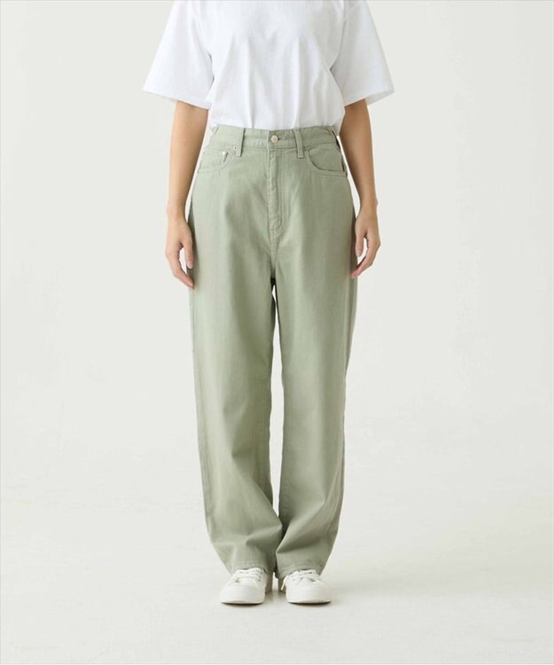 caqu color linen ankle boys アンクル丈ボーイフィットリネンデニム olive