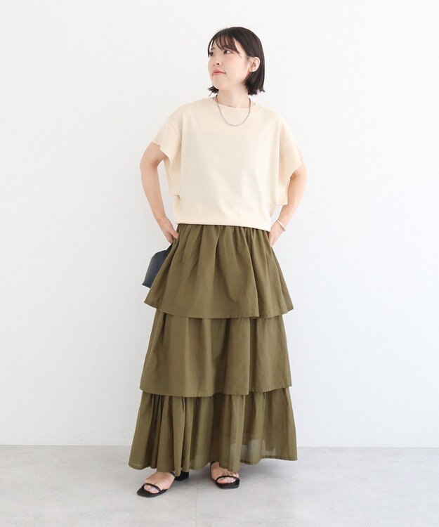 Green Parks 袖フレアフレンチスリーブニットプルオーバー Light Beige