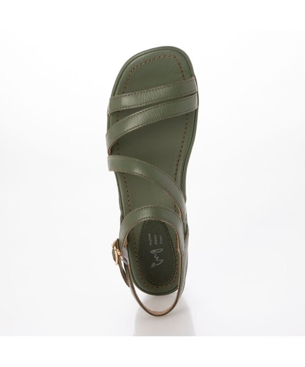 ing <ing>【サスティナブル】レザーストラップサンダル グリーン