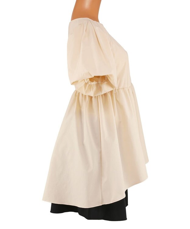 San-ai Resort（三愛水着楽園） 【UPF50＋】　パフスリーブキュロット3点セット　9M・11L　【San-ai Resort（サンアイリゾート）】 ベージュ×ブラック