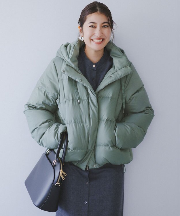 23区 L 【洗える/撥水加工】シレータフタ コンパクト ダウンコート モスグリーン系