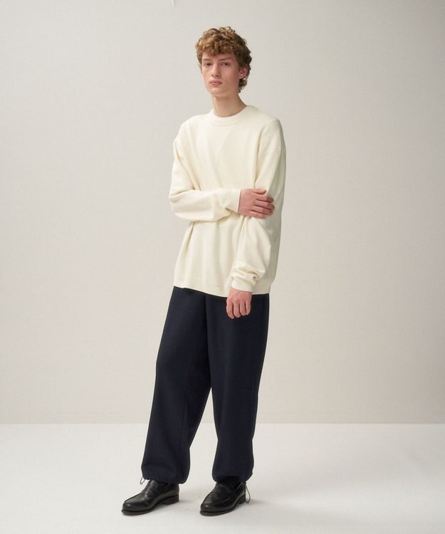 ATON FINE WOOL MELTON | クルーネックセーター - UNISEX OFF WHITE
