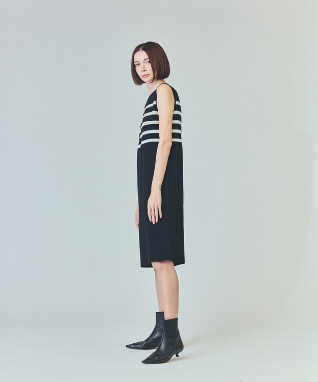 GRACE CONTINENTAL ボーダーパールワンピース ブラック
