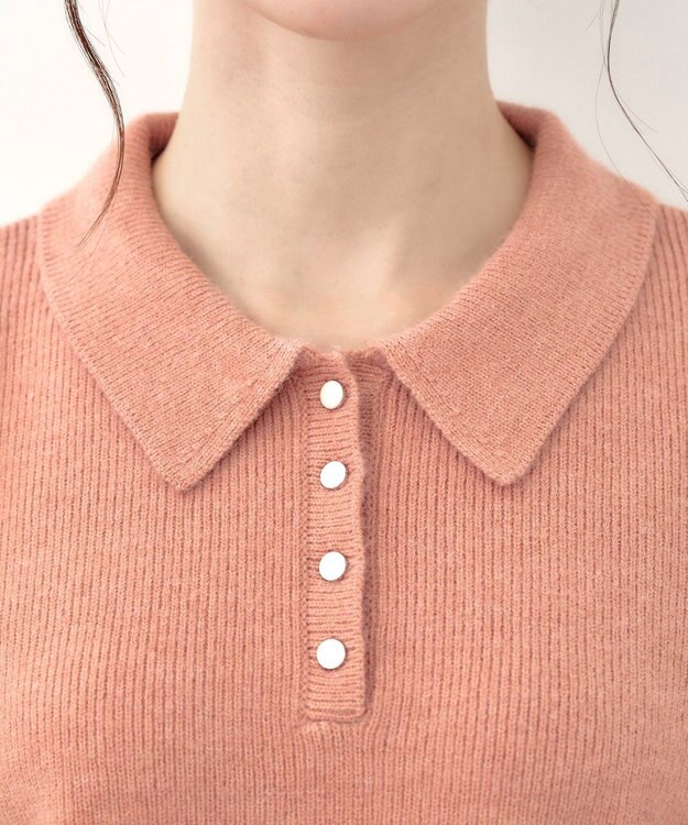 Tiaclasse 【洗える】衿付きパフ袖ニット ピンク