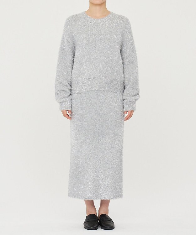 uncrave ラメ シャギー ニット プルオーバー（uncrave STANDARD） シルバー×ライトグレー