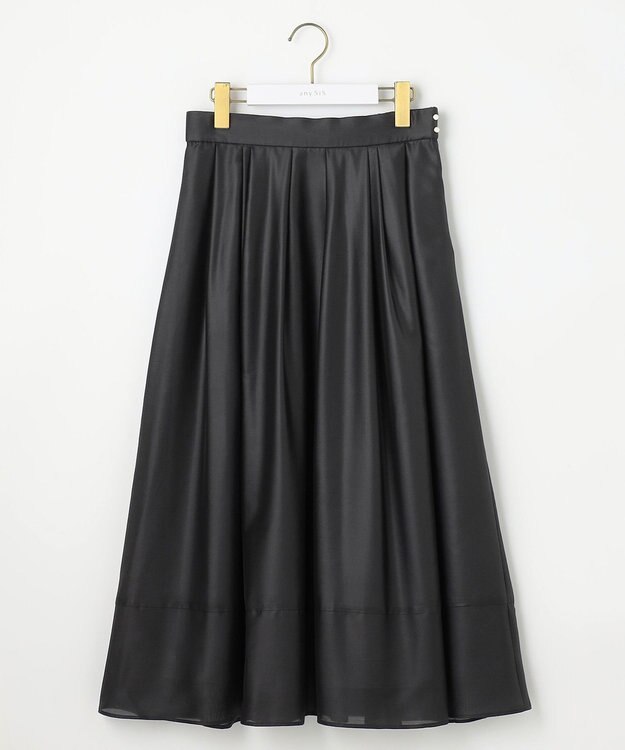 ANY SIS 【洗える】シアーチンツタック スカート ブラック