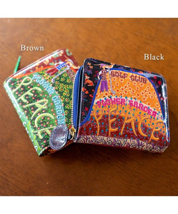 tsumori chisato CARRY ガーデンゴルフクラブ ラウンドファスナー 2つ折り財布 ブラック