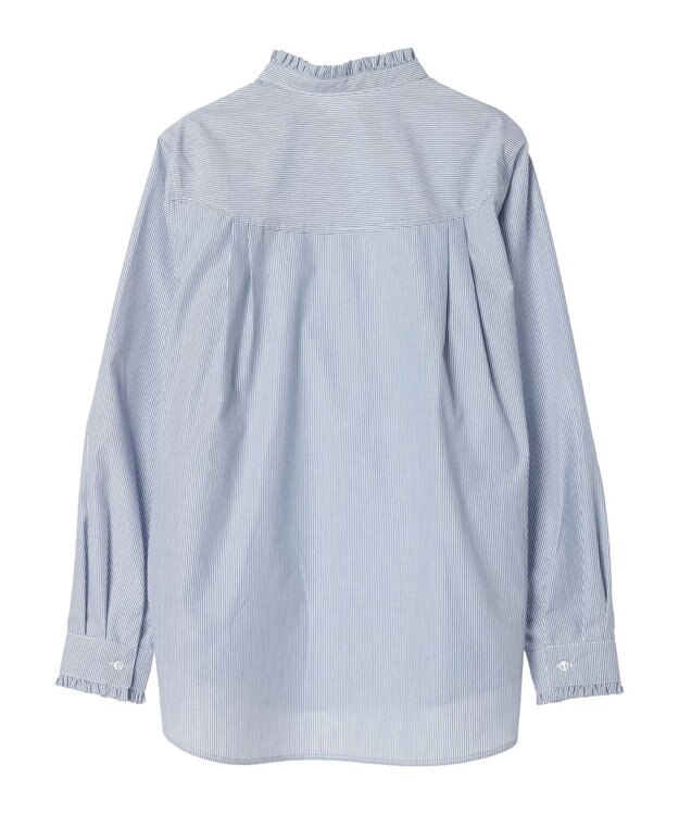 earth music&ecology スタンドフリルシャツ Stripe