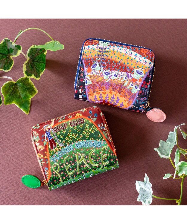 tsumori chisato CARRY ガーデンゴルフクラブ ラウンドファスナー 2つ折り財布 ブラウン