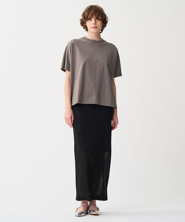 uncrave 【久慈暁子さん着用】シアーニット Iラインスカート ブラック（久慈暁子さん着用）