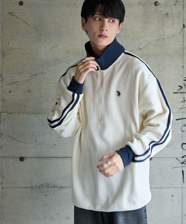 WEGO 【ユニセックス着用ITEM】USPOLOフリースハーフジッププルオーバー ホワイト