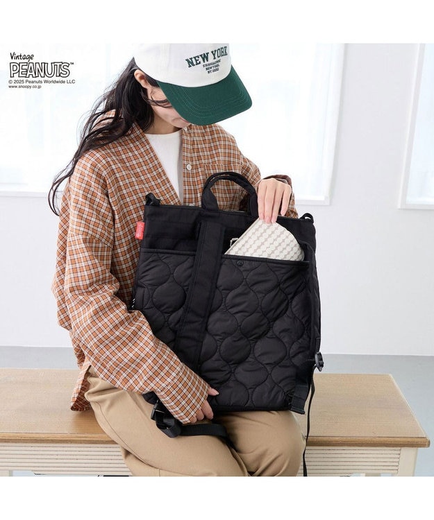 ROOTOTE 8457【スヌーピー】IP.セオルー.パフ.ピーナッツ-0R 01：ブラック