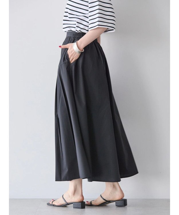 AMERICAN HOLIC 接触冷感タックフレアスカート Black