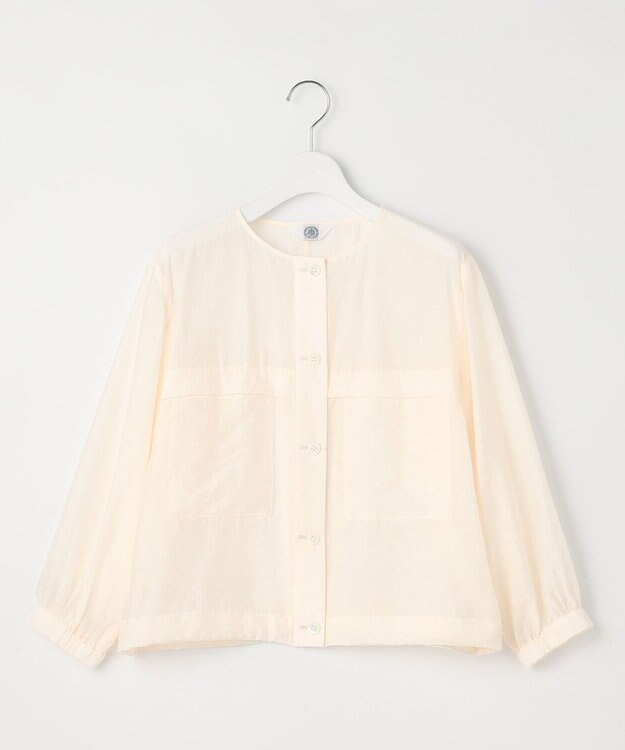 J.PRESS LADIES 【洗える】Sheer Vis リネン ノーカラー ブルゾン エクリュ系