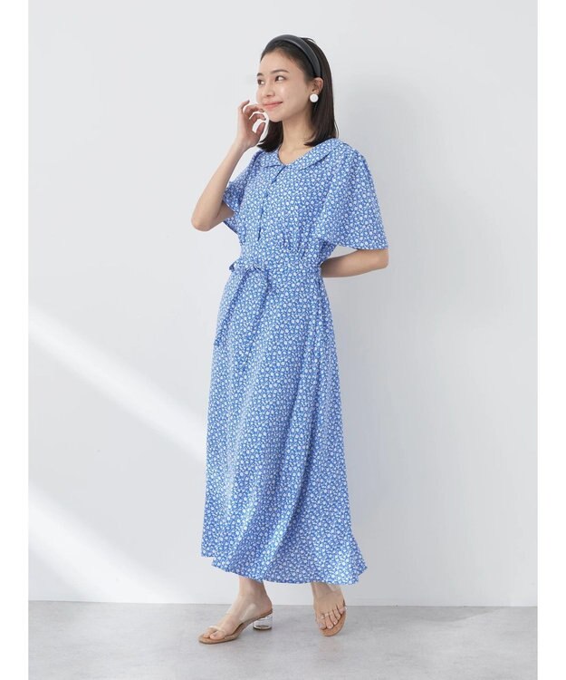 earth music&ecology ちょっとレトロなワンピース Blue